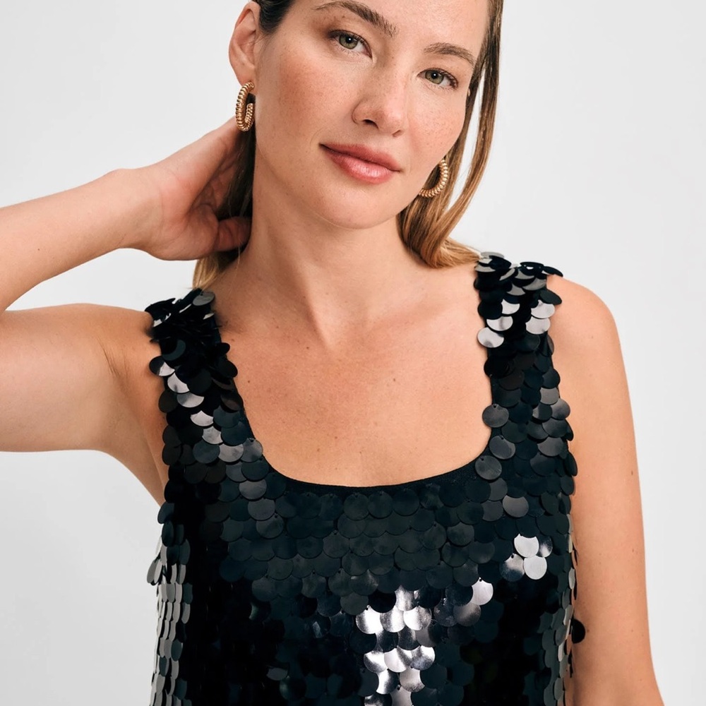 Isaac Mizrahi Black Sequin Mini Dress - Picture 2 of 7